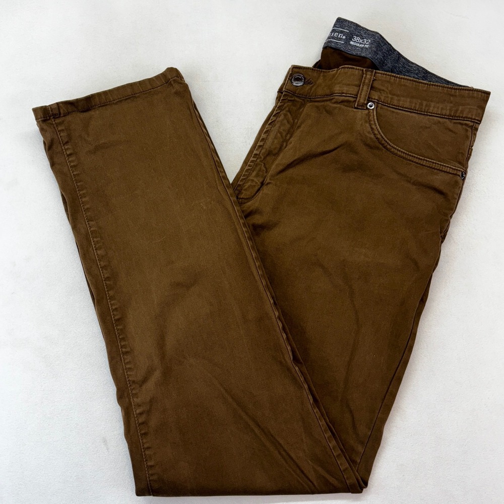 Berkley Jensen Pants Mens 38x32 Brown Regular Fit 5-Pocket Straight Leg Casual
